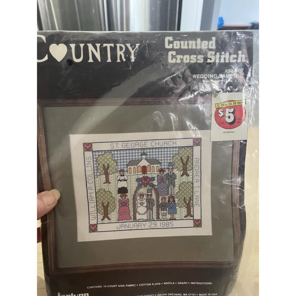 Wedding Sampler JANLYNN Country Counted Cross Stitch Kit #50-507 1985, NEW